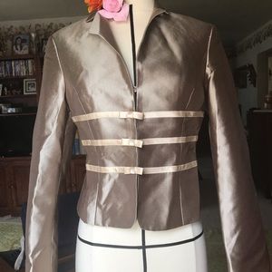 Metallic satin bow blazer